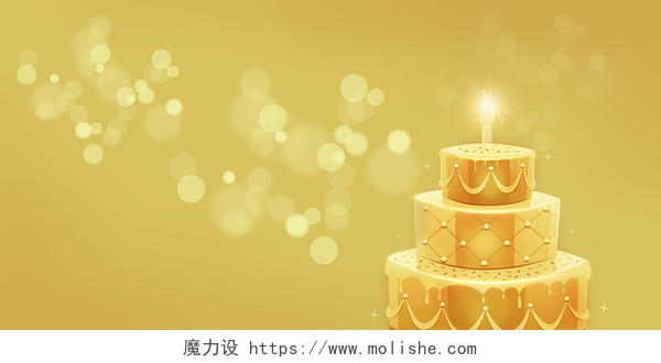金色唯美蛋糕光晕背景生日背景